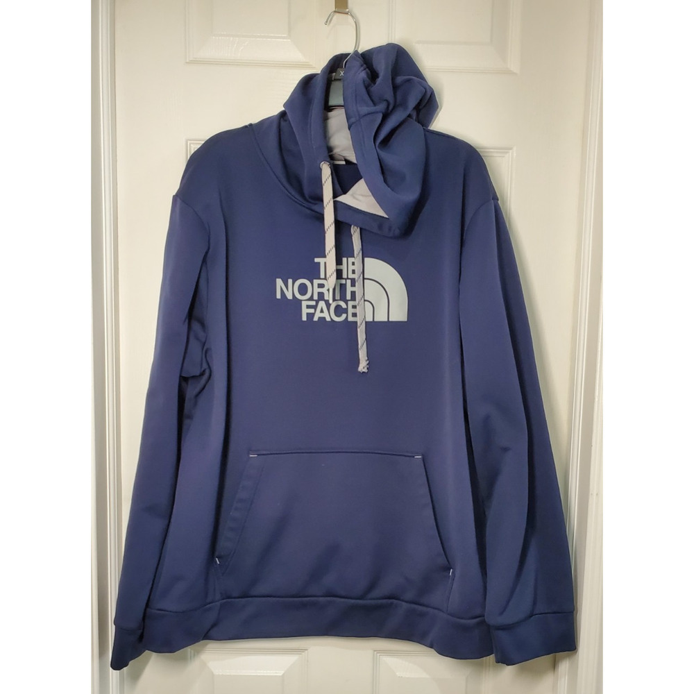 The North Face Men’s XXL Blue Pullover Hoodie Logo Sweatshirt Polyester